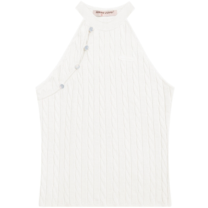 High-End Diagonal Placket Vest Top