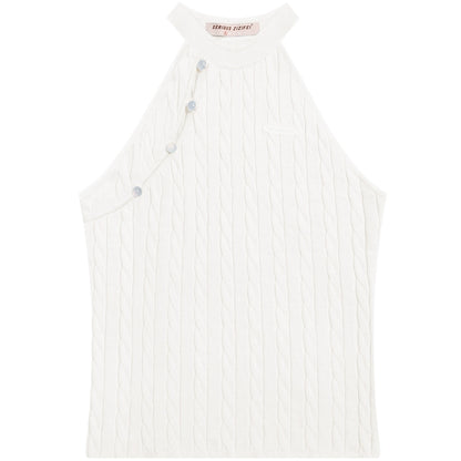 High-End Diagonal Placket Vest Top