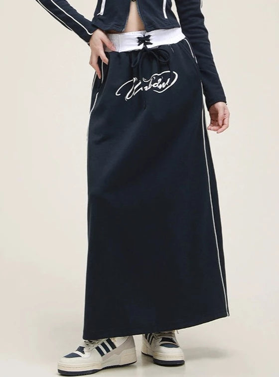 American Vintage Cropped Hooded Casual Skirt Set