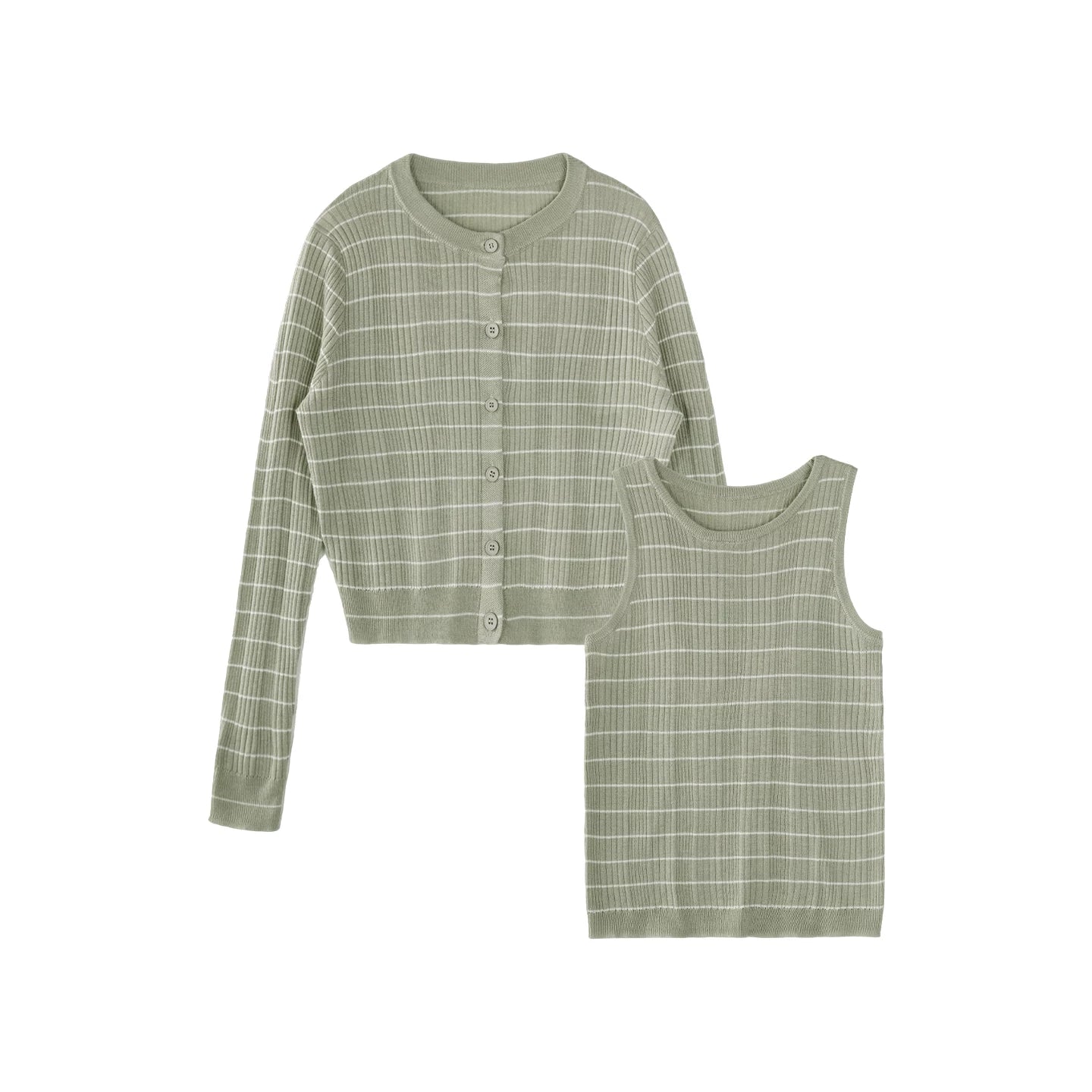 Set top cardigan in lana color muschio chiaro