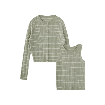 Set top cardigan in lana color muschio chiaro