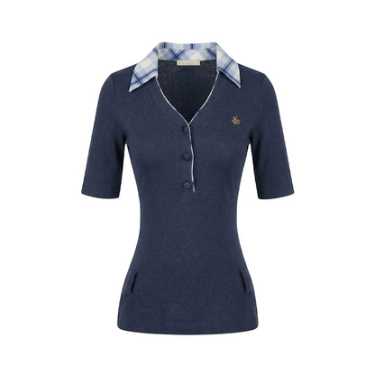 Retro Plaid Polo Skirt Set-Up