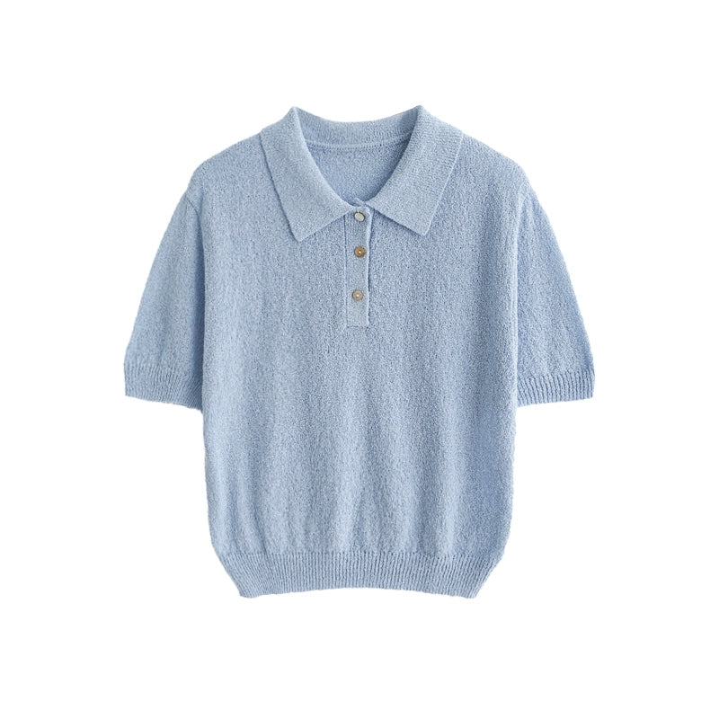 Textured Blue Polo Tee