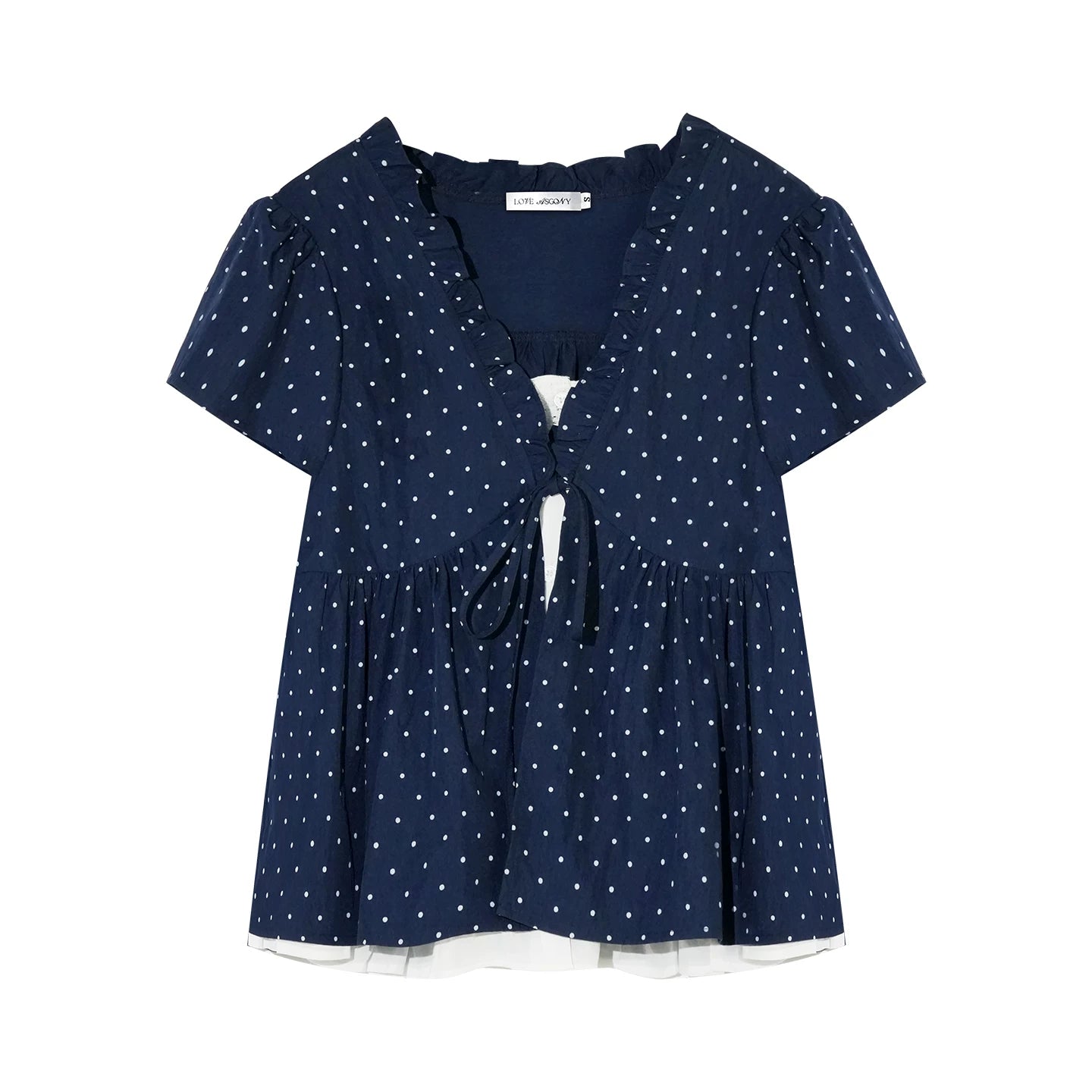 Ruffled Polka Dot Babydoll Top