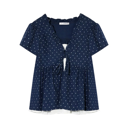 Ruffled Polka Dot Babydoll Top