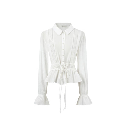 Completo Blusa in Cotone Pieghettato a Mano