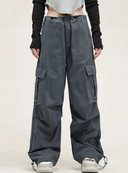 American straight drawstring cargo pants