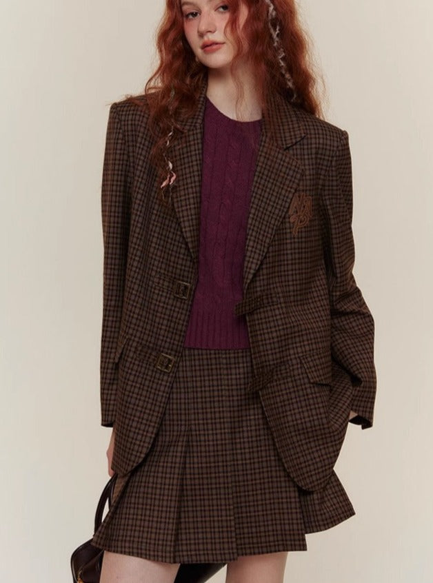 American Retro College Gürtelschnalle Brown Blazer Sets