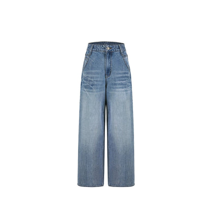 Retro Diagonal Pocket Denim Pants