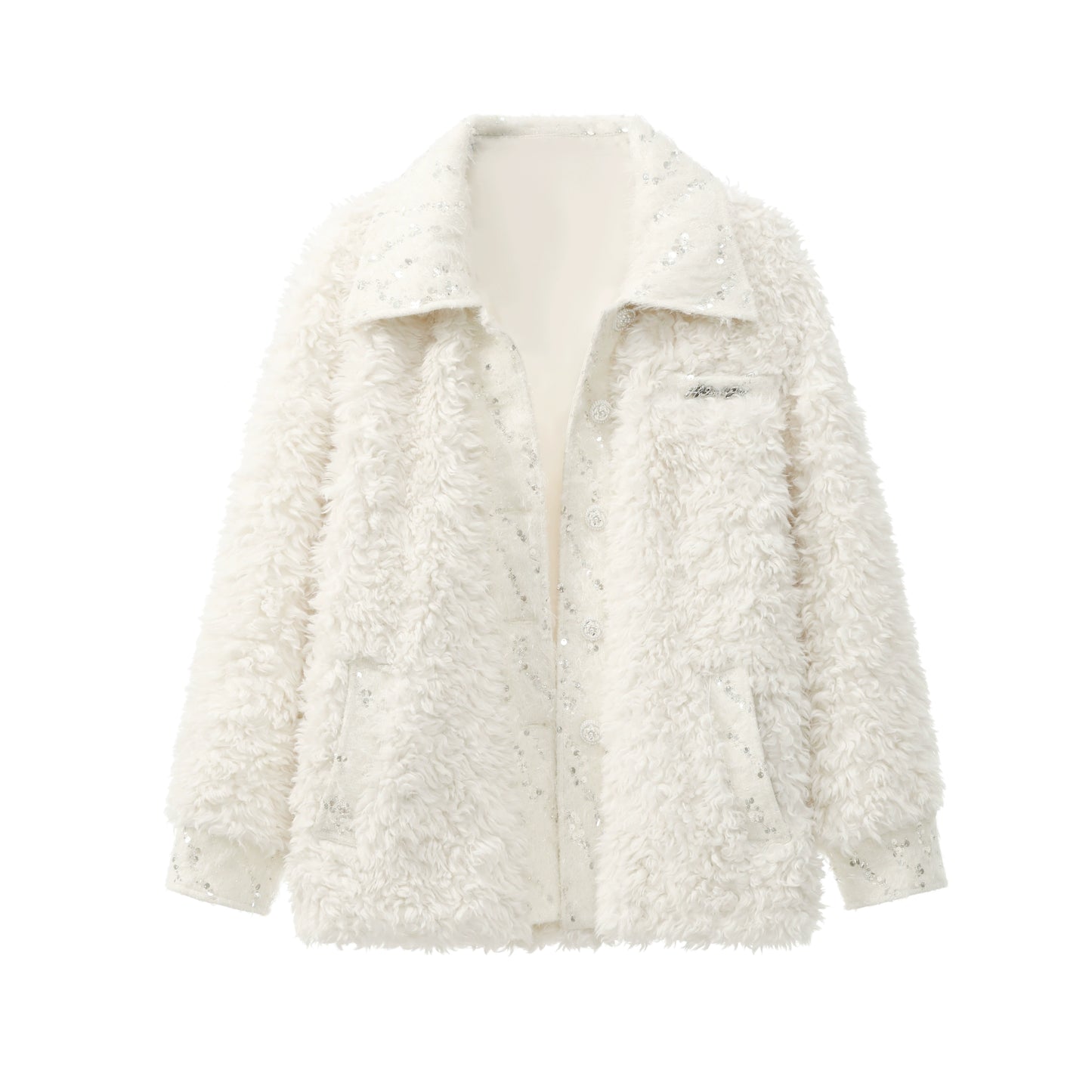 Lamb Wool Fragrant Wind Spliced Coat