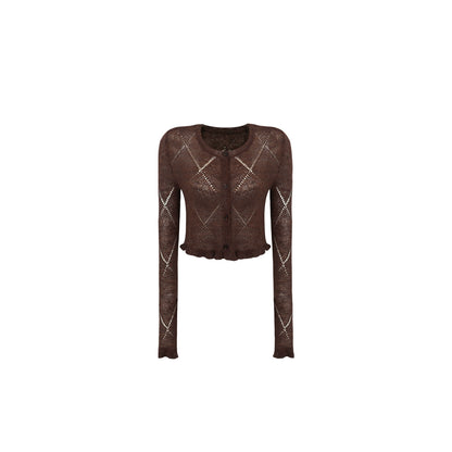 Coffee Argyle Knit Sweater