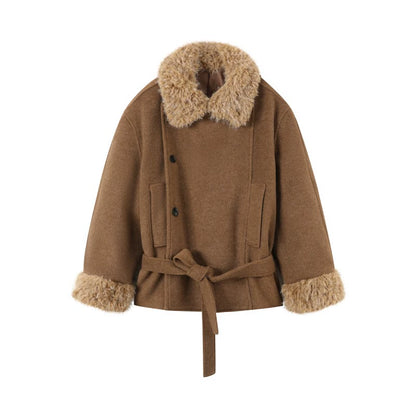 Fur Collar Thickened Woolen Coat Set-Up