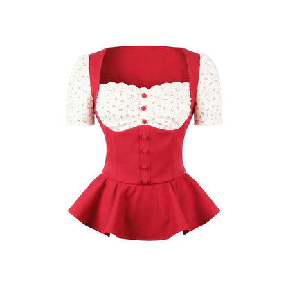 Sweet Style Waist-Cinching Floral Blouse