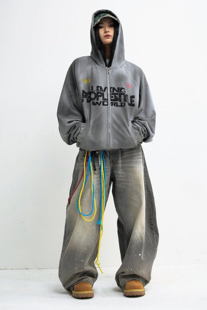 Grey Wide-Leg Unisex Machete Pants