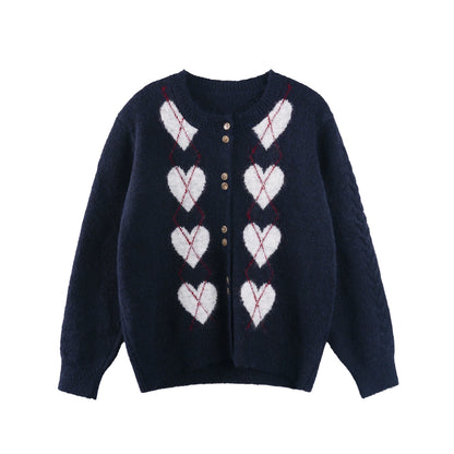Retro Heart Knit Cardigan