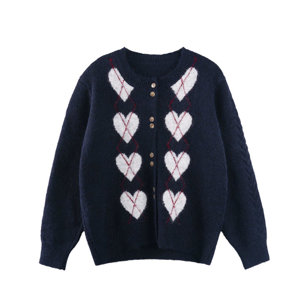 Retro Heart Knit Cardigan