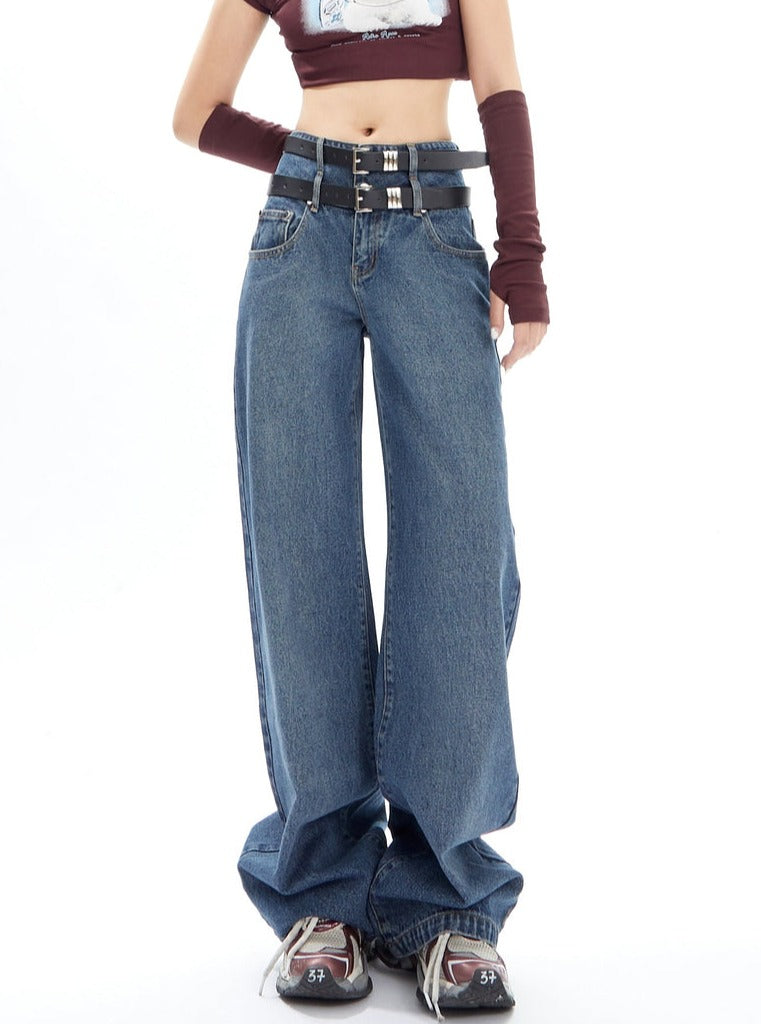 Wide Legs Old Washed Denim Pants