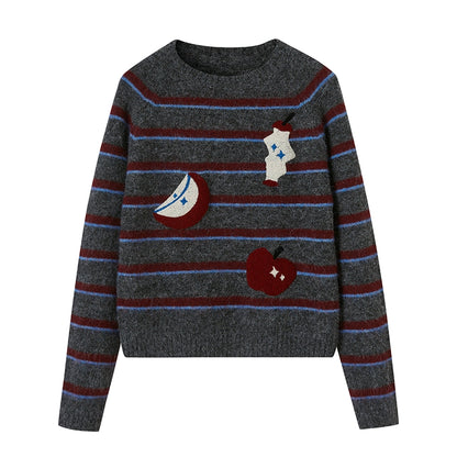 Apple Striped Crew Neck Top