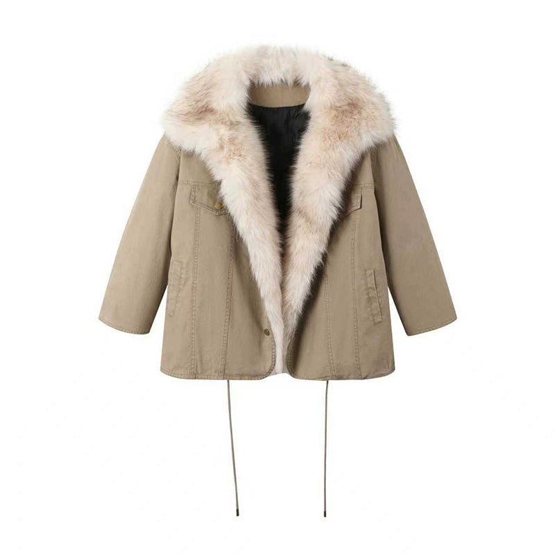Washed Fur Patchwork Jacket Set-Up