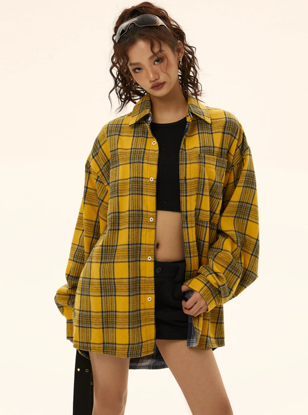 Two-sided long sleeve shirt jacket