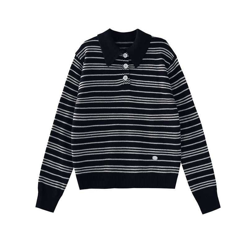 Mercerized Wool Retro Polo Sweater