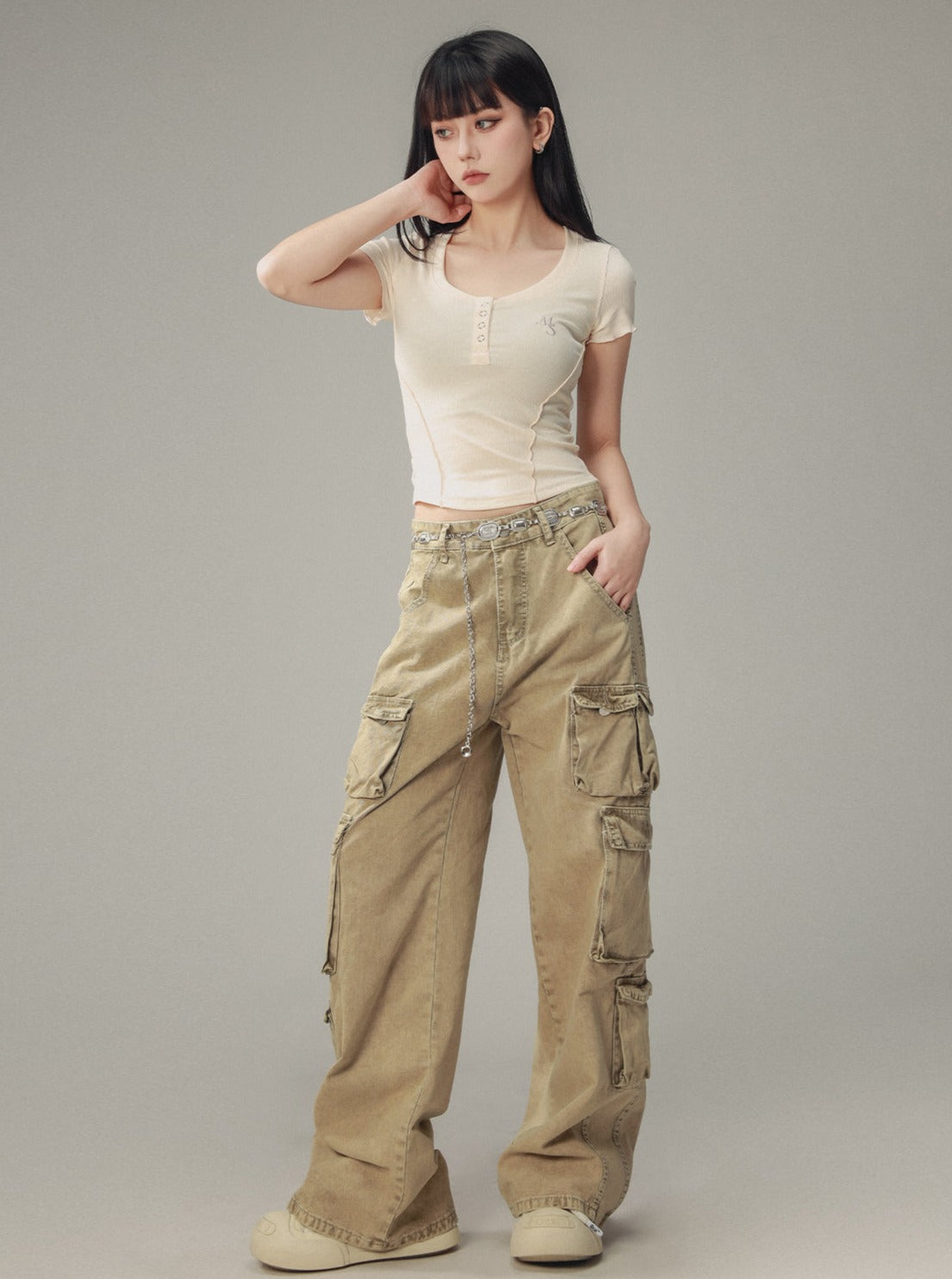 Vintage Distressed Pocket Cargo Pants