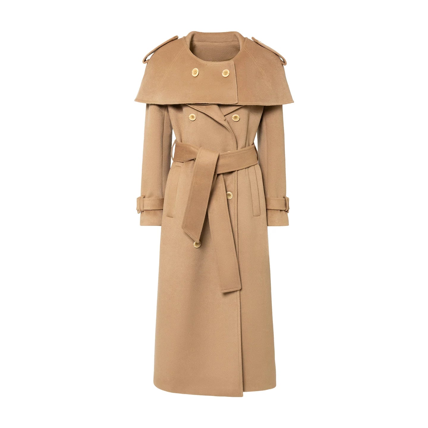 Coffee-Colored Woolen Cloak Coat Set-Up