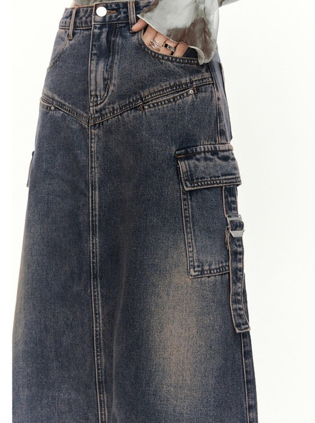 American retro mid length denim skirt