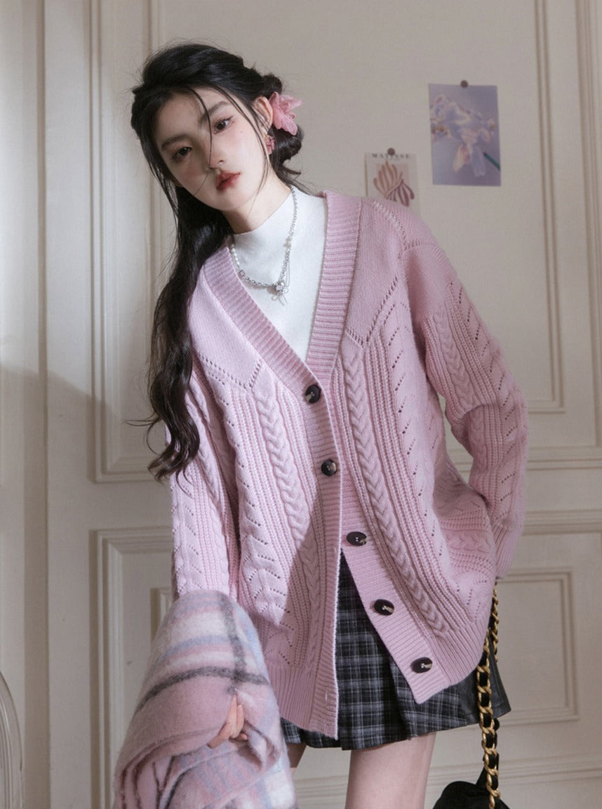 twist mid-length sweater jacket