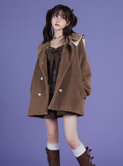 Lapel padded thick coat