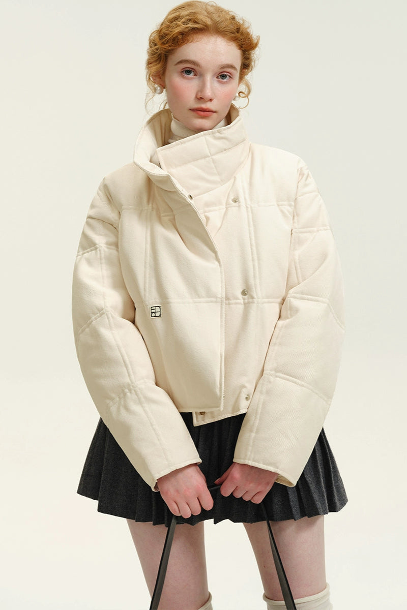 Solid White Down Padded Jacket