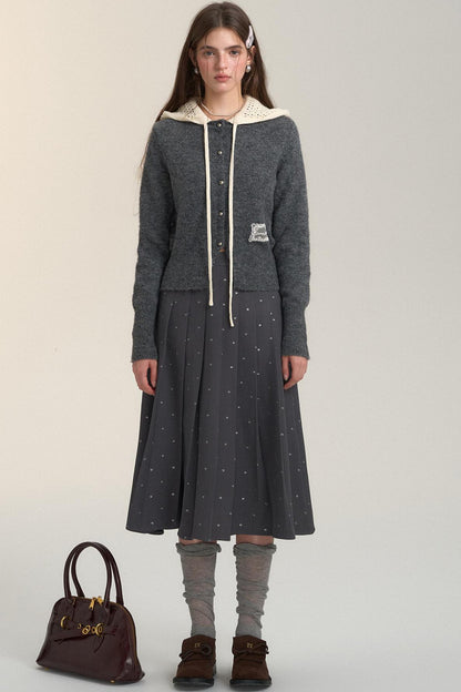 Cut-Out Hooded Knit Cardigan