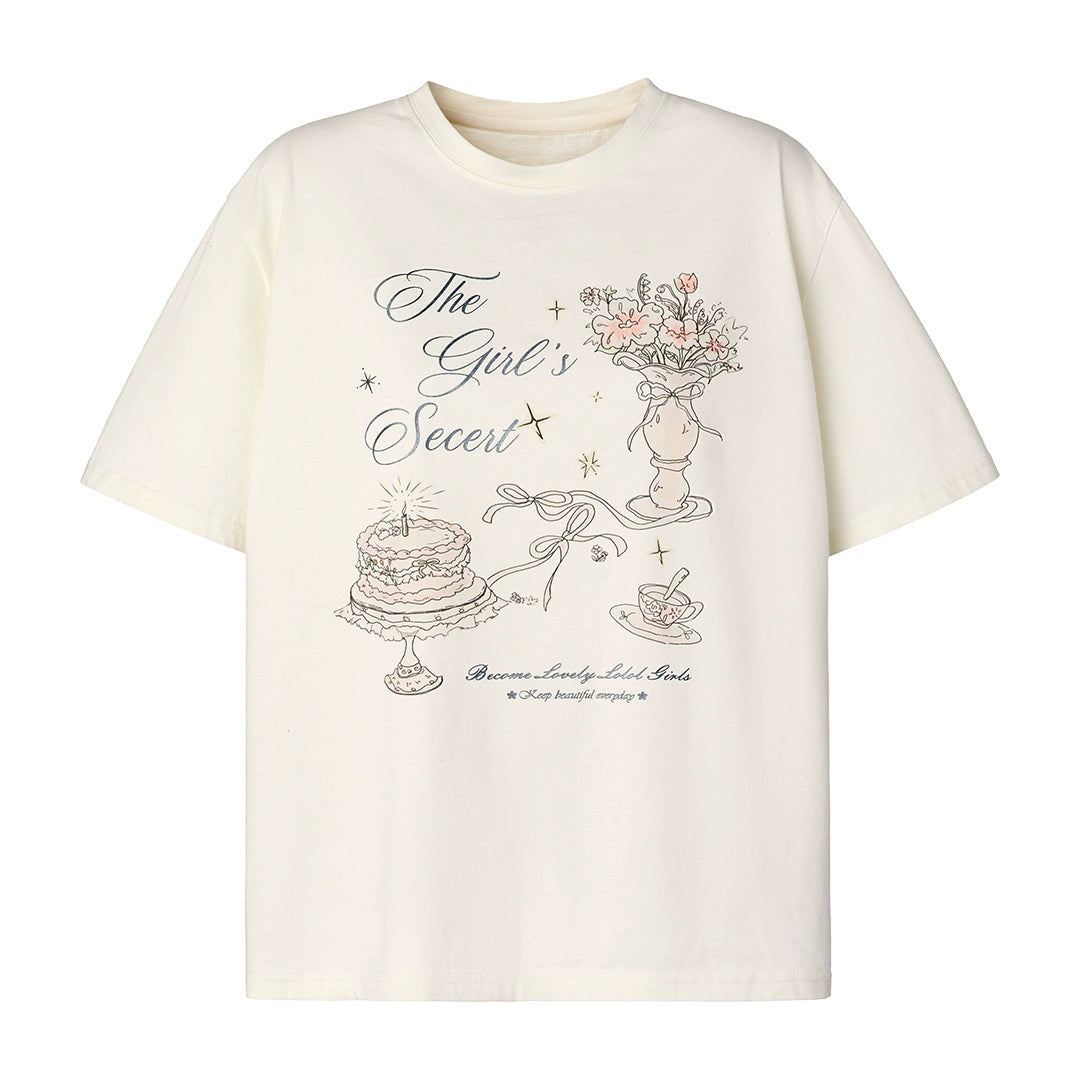 French White Monogram Print T-Shirt
