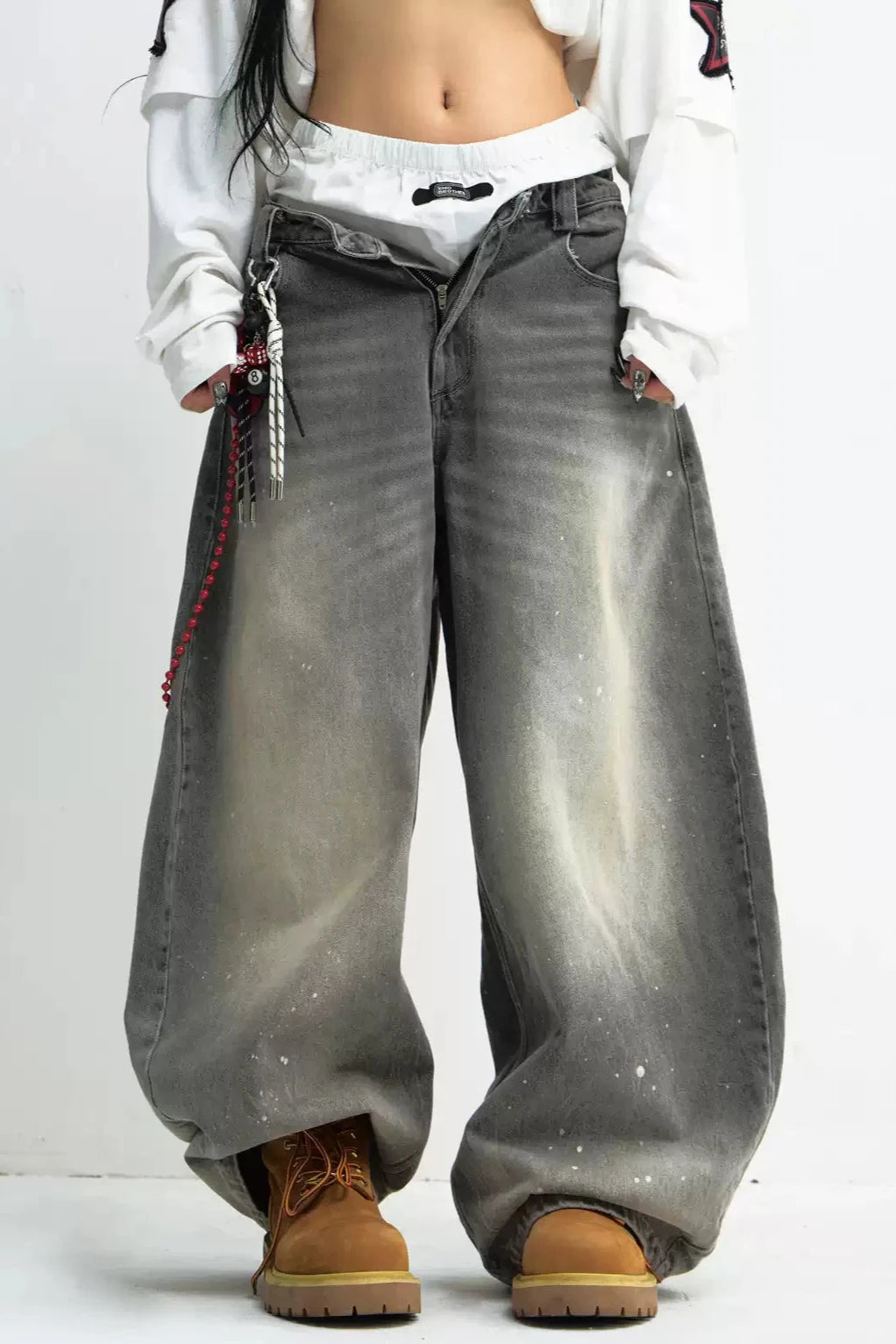 Grey Wide-Leg Unisex Machete Pants