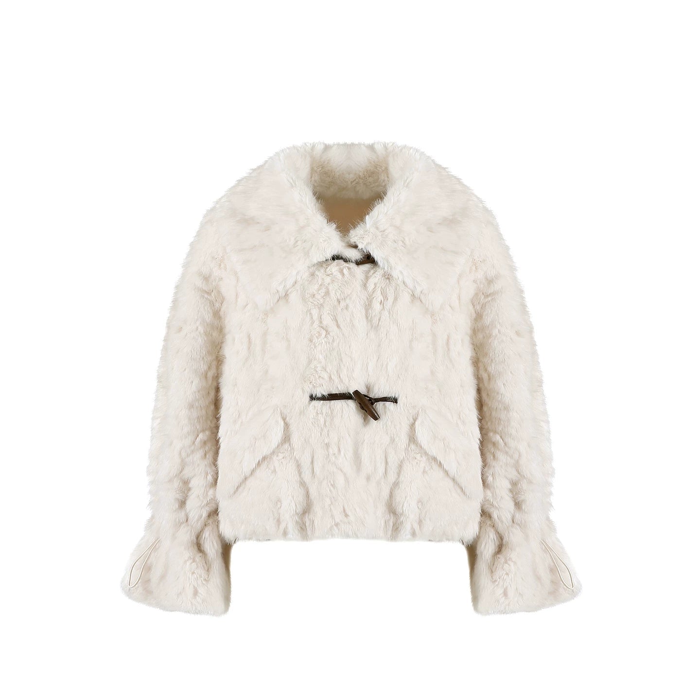Imitation Horn Button Faux Fur Jacket