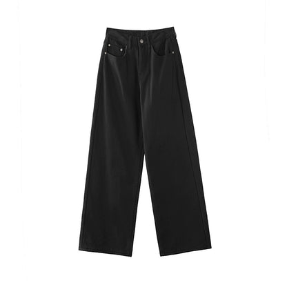 Brown High-Waisted Straight Casual Pants