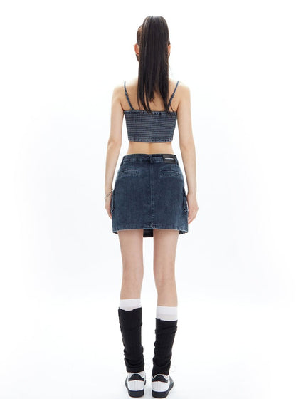 Wrap Hip Half Body Short Skirt Set