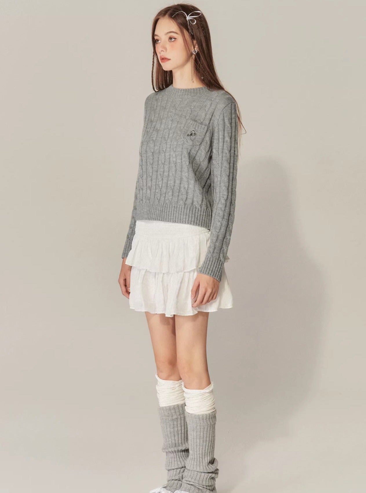 American Retro Pocket Strick Twist Sweater Tops