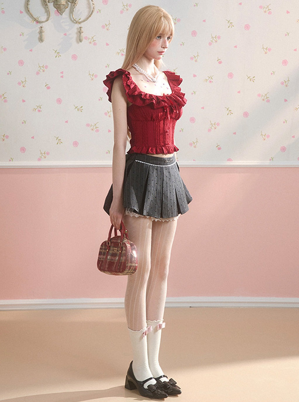 Sweetheart Red Flying Sleeve Crop Set-Up