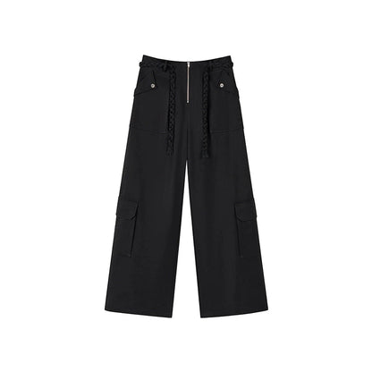 Large Pockets Slim Straight-Leg Pants