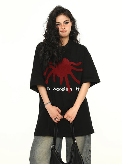 Heavy Flocking Print Trendy Spider Top