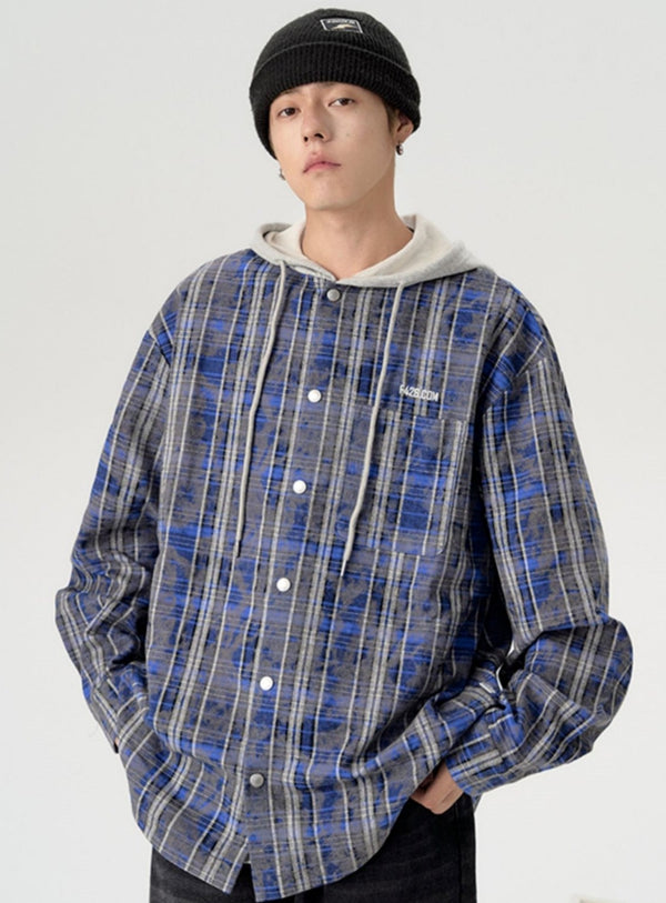 Loose Distressed Plaid Shirt Jacket