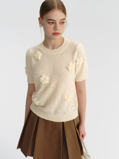 French Apricot Knit Crop Top