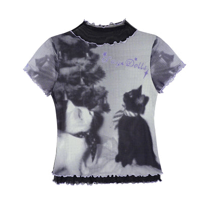 Retro Double-Layer Mesh Top