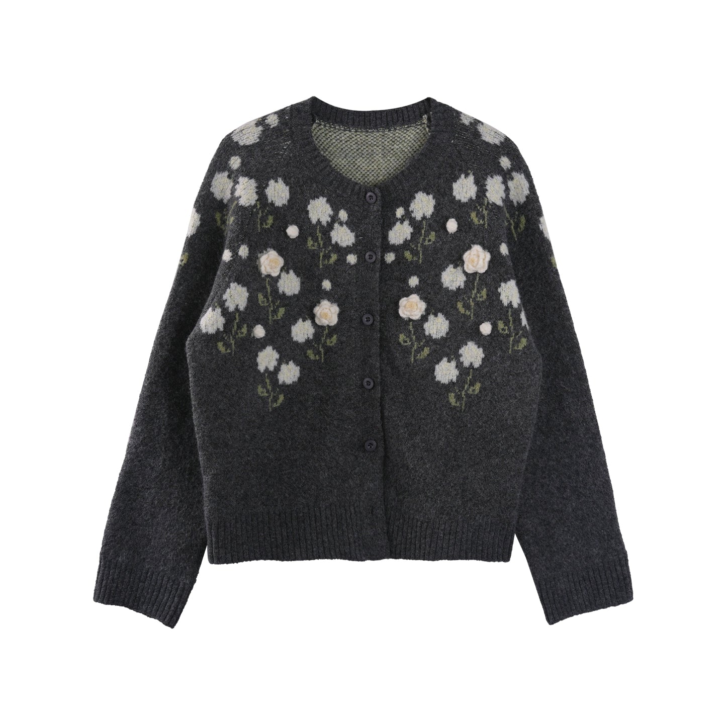Handmade Flower Knitted Cardigan Set-Up