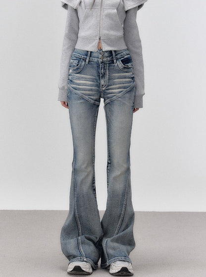 vintage design slim fit flared jeans