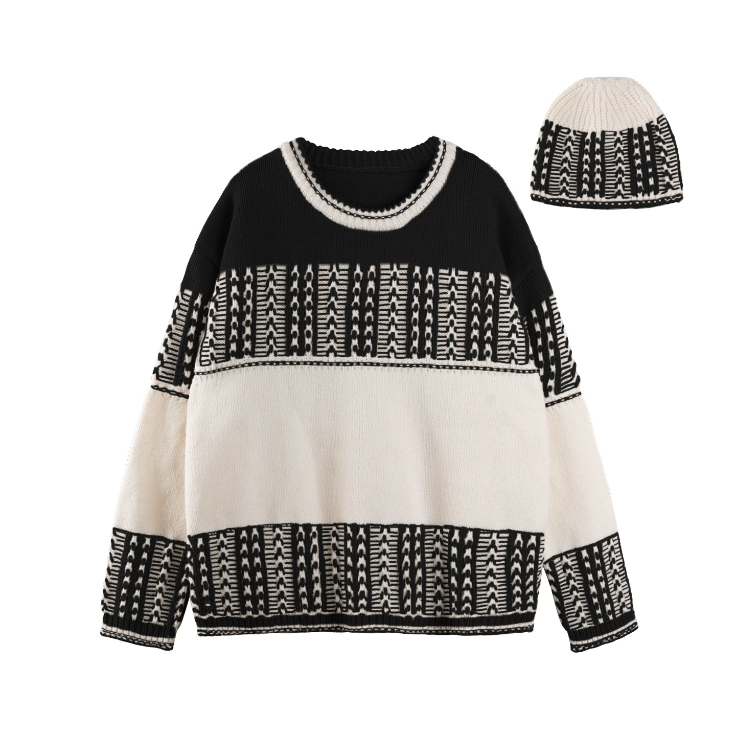 Fair Isle Retro Color-Blocked Sweater