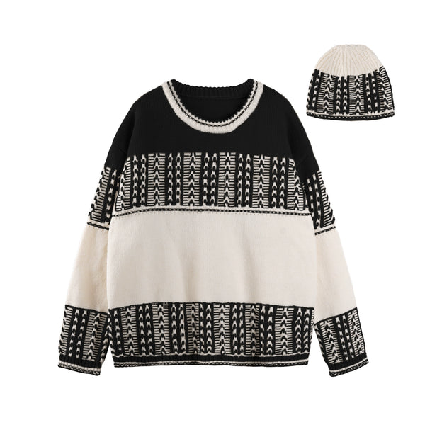 Fair Isle Retro Color-Blocked Sweater