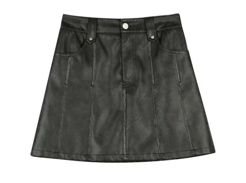 High-waisted A-line hip pleated skirt