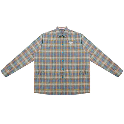 Retro Thin Green Plaid Shirt